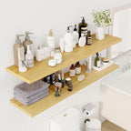 Dreamland 55" Floating Shelves for Wall, 12" Deep Slim Oak Floating Shelves, Wall-Mounted Shelves for Bedroom, Living Room, K