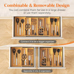 Lifewit Silverware and Cooking Utensil Drawer Organizer Set – Expandable Adjustable Bamboo Storage for Cutlery, Flatware, Spo