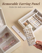 pickpiff 2 Layer Jewelry Box Organizer for Women, Jewelry Organizer with Handle & Removable Tray, Necklace Holder Ring Earrin