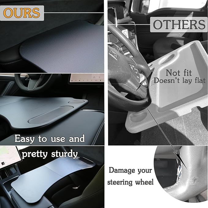 for Tesla Model Y 3 Food Tray Desk for Laptop Foldable Car Table for Eating Travel Multipurpose Tray for Driver Accessories
