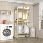 FUTASSI P1 Medium Heavy-Duty Portable Closet, 30" W x 14" D x 76" H, Metal Rolling Clothing Rack, Gold