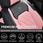 Coverado Leather Seat Covers, Car Seat Covers Full Set, Waterproof Faux Leather Pink & Black Seat Covers, Car Seat Protectors