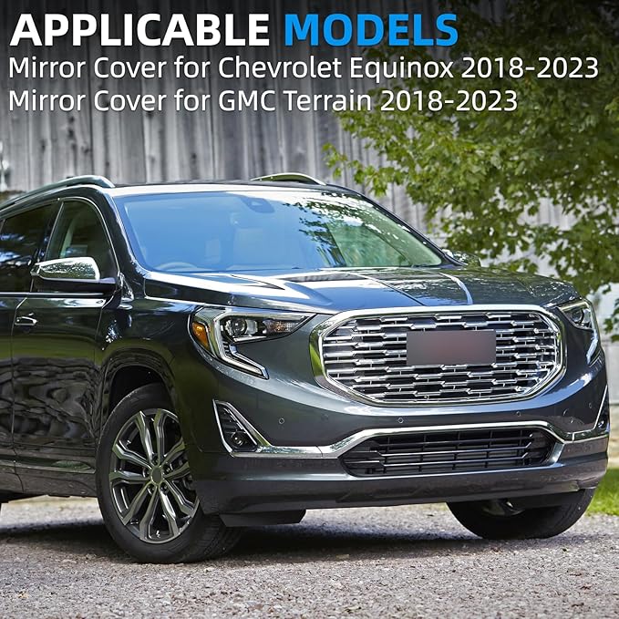 Passenger Side Mirror Cover Replacement for Chevrolet Equinox 2018 2019 2020 2021 2022 2023, for GMC Terrain 2018-2023 - Right Side Mirror Covers, Rear View Mirrors Cap Accessories Chrome