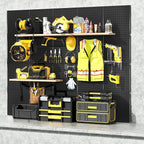 Peg Board, 6PCS Metal Pegboard, Heavy Duty Pegboard Wall Organizer with Frame. Black Pegboard for Walls, Garage, Workbench, C