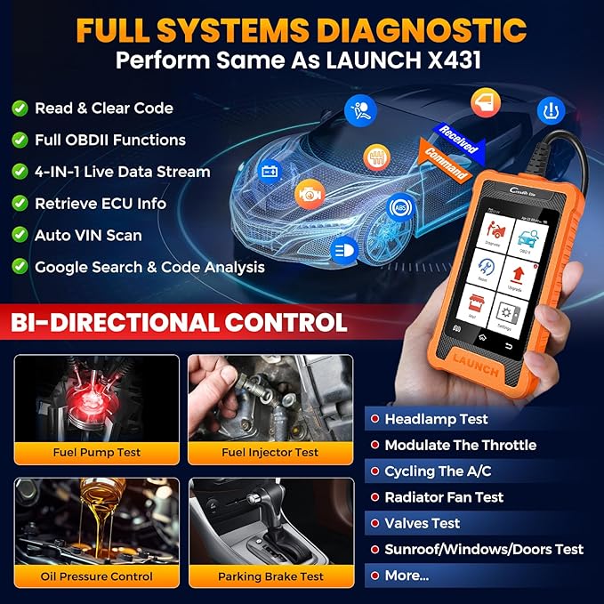 LAUNCH Creader Elite OBD2 Scanner Diagnostic Tool Fit for Audi Volkswagen Skoda Seat,Full System All Reset Bi-Directional Code