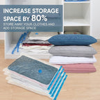 Roomimaster Vacuum Storage Bags, Vacuum Seal Space Saver Bags for Clothing, Travel Lugggage, Carry-on, Blankets, Comforters, 
