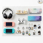 Spampur Peg Board, 4 Pack Metal Peg Board Panels, White PegBoard Wall Organizer for Gaming Room, Office, Craft Room Storage a