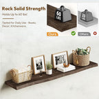 Vivelove Live Edge 48 Inches Floating Shelves for Wall, Elm Wood, Rustic Farmhouse Wall Shelf with Invisible Bracket for Livi