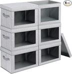Homsorout Stackable Storage Bins with Lids - Medium Storage Box with Lids, Foldable Storage Bins, Wardrobe Clothes Organizer 