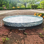i-lan 17-inch Mother of Pearl Lazy Susan – Blue Brick Pattern Rotating Turntable with Smooth Spin, Large Decorative Tray for 