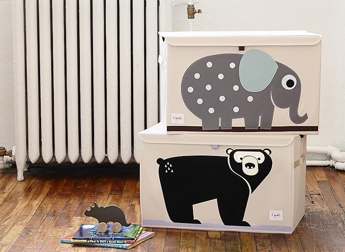 3 Sprouts Large Toy Chest for Kids with Lid and Handles - Collapsible Toy Storage Bin/Trunk/Box/Basket Organizer for Boys & G