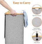 Lifewit 100L Laundry Basket with Lid, Clothes Hampers for Laundry with Bamboo Handles and 1 Removable Bag, Large Foldable Lau