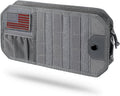 LIVANS Tactical Car Sun Visor Organizer, Automotive Semi-Rigid MOLLE Panel with Zipper Storage Pouch & Glasses Clip, Universal Fit for Trucks, SUVs, Jeeps & Patrol Vehicles (Gray)