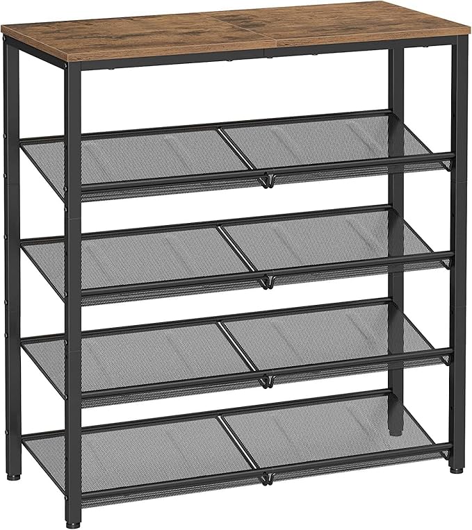 VASAGLE Shoe Rack for Entryway, 5-Tier Shoe Rack Organizer with Storage Shelves and Spacious Top, Freestanding, Adjustable, I