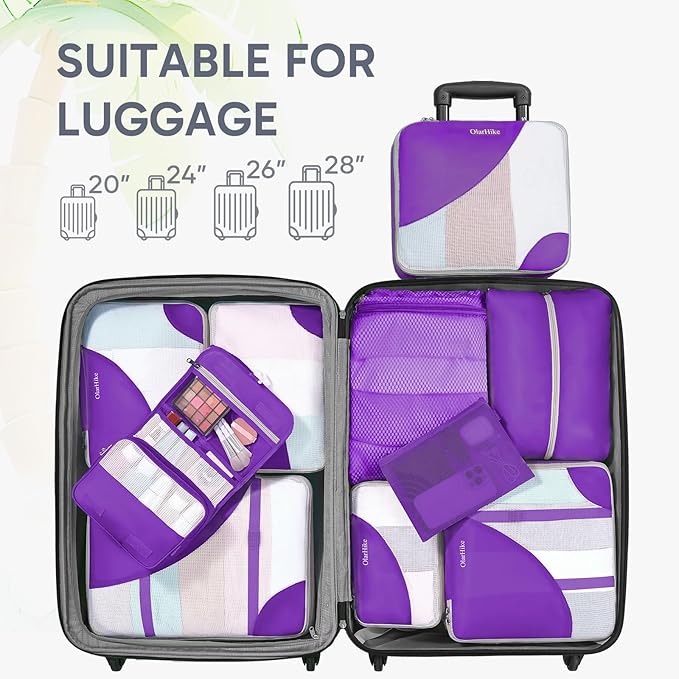 10 Set Packing Cubes for Travel, Gifts for Women Mom,Anti-Tearing Suitcase Organizer for Luggage with Shoe & Hanging Toiletry
