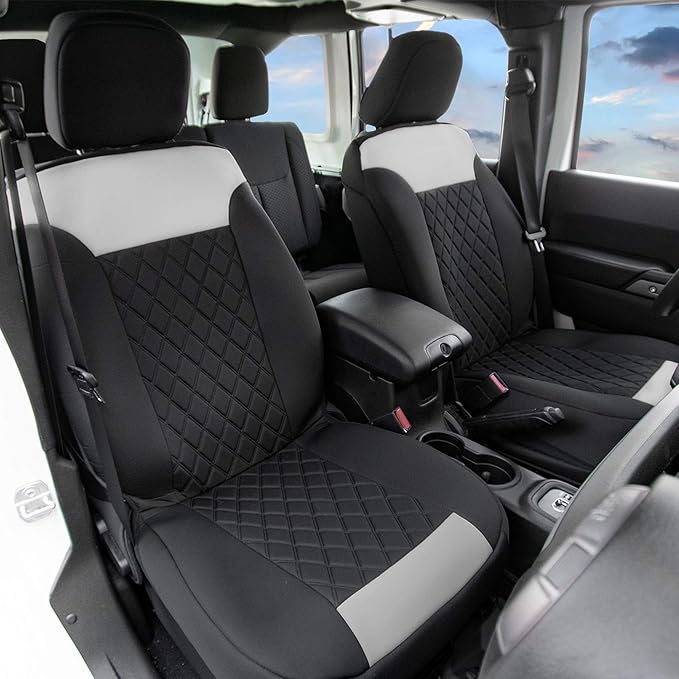 FH Group Car Seat Cover Cushion - 2 Pack Seat Covers for Cars Trucks SUV, Gray Black Car Seat Covers Neosupreme Car Seat Cush