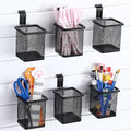 Colingmill 6 Set Slatwall Cups with Hook Black Metal Slatwall Organizer Accessories Slat Wall Basket Bin Pencil Mesh Wire Hol