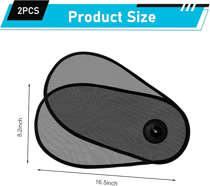 2PCS Car Side Windows Shades, Anti-glare Suction Cup Door Side Sunshade, Adjustable & Rotatable Baby Sunshade, Universal for Driver Passenger Rear Windows (Black)