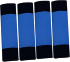 FH Group Car Seat Covers Flat Cloth Automotive Blue Full Set, Rear Solid Bench Universal Fit Combo Steering Wheel Cover & Seat Belt Pads Car Seat Protector for Cars Trucks SUV Interior Accessories