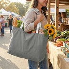 Extra Large Canvas Tote Bag - Big Reusable Grocery Shopping Heavy Duty Foldable