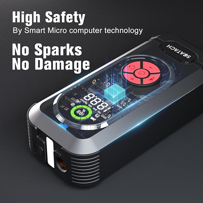 6000A Jump Starter with Air Compressor, Car Battery Jump Starter Portable (10.0 Gas/10.0L Diesel), 150 PSI 12V Car Battery