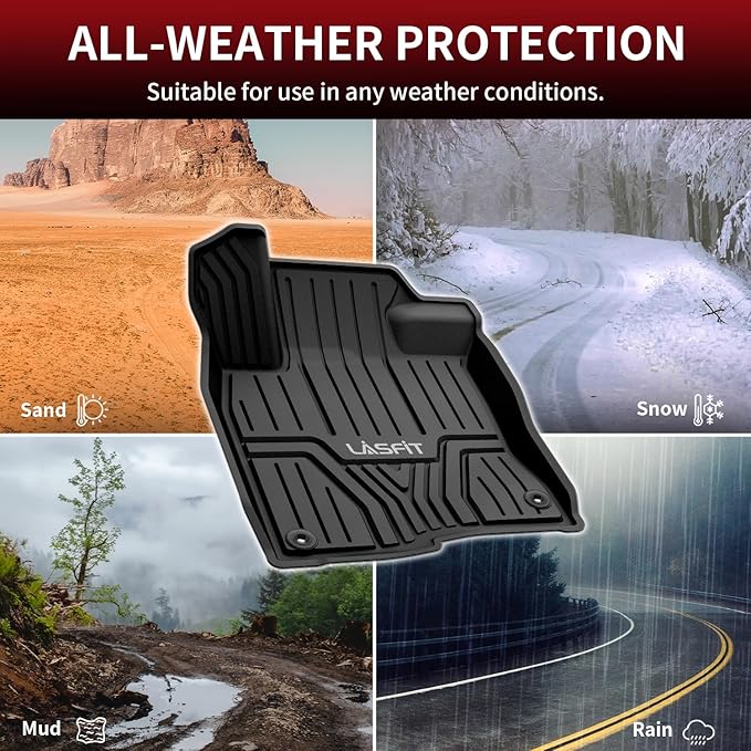 LASFIT Floor Mats for Honda Civic 2022-2025 2026 Sedan Hatchback Si (Include Sport), with&w/o USB Port | for Acura Integra 2023-2026, All Weather Car Floor Liners, 1st & 2nd Row, Black