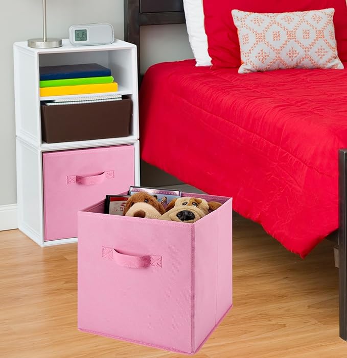 Handy Laundry 6-Pack Foldable Cube Storage Bins – Decorative Collapsible Organizer for Shelves, Closets, Underbed, Clothes, o