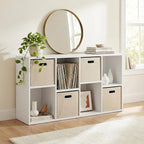 YESHOMY 8-Cube Storage Organizer, 2-Tier White Bookshelf Open Frame, Modern Bookcase Display Shelf with Adjustable Shelves fo