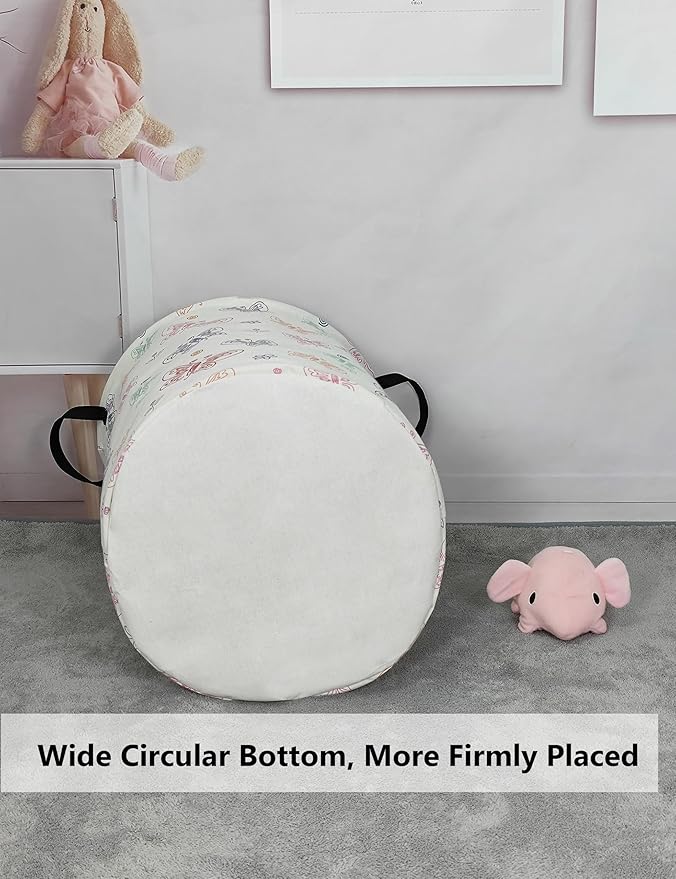 QUEENLALA Large Storage Basket,Laundry Hamper/Bathroom/Home Decor/Collapsible Round Storage Bin,Boys and Girls Hamper/Boxes/C