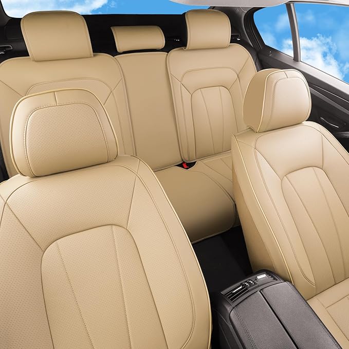 Car Seat Covers Full Set,Breathable and Waterproof Faux Leather Automotive Seat Covers for Cars,Luxury Universal Fit Seat Cov