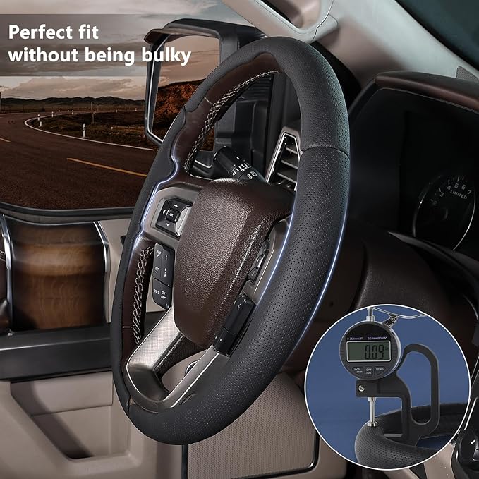 Steering Wheel Cover for Ford F150 2015-2020/ F250 2017-2022/ F350 2017-2022/ F450 2017-2022/ F550 2017-2022/ Ford Expedition 2018-2021 Steering Wheel Protector for Ford Steering Wheel Accessories
