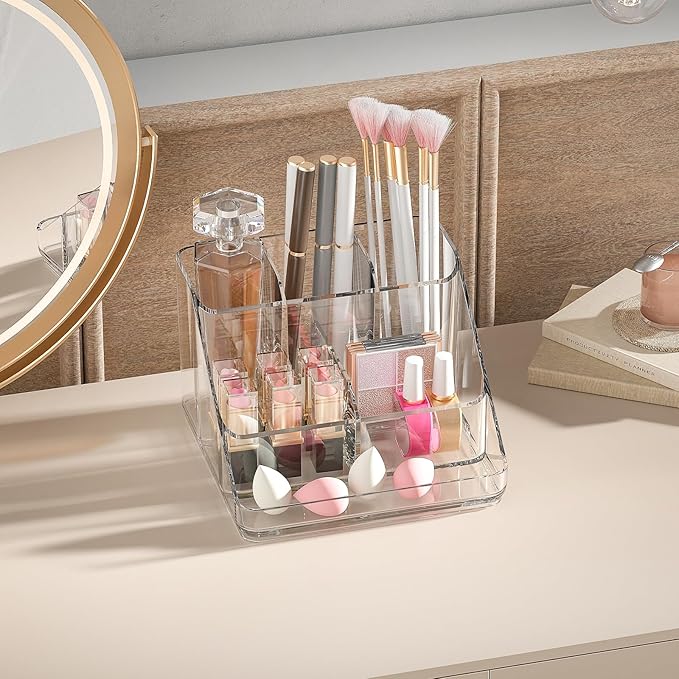 Ettori APLOP Makeup Organizer Tray, 6-Compartment Vanity Makeup Organizer for Jewelry, Hair Accessories, Bathroom Counter or 