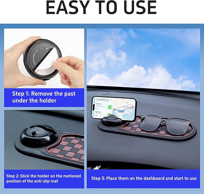 Universal Anti-Slip Car Dashboard Mat with 360° Rotating Phone Holder – Multi-Functional Organizer Pad for Phones, Sunglasses