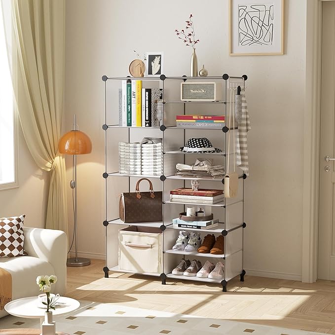 AWTATOS Closet Organizer 8 Cube Storage Shelves Clothes Organizers Closet Storage Stackable Cubby Shelving for Closet Bedroom