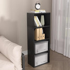 Wooden 4 Cube Storage Organizer, 4 Tier Tall Modern Bookshelf Freestanding Storage Display Organizer, Versatile Cubes Shelf a