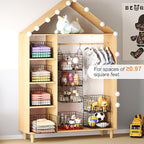 Sonyabecca 3-Tier Hanging Closet Organizer, Foldable Cabinet Wire Storage Basket Bins with 5 S Hooks, Closet Shelves & Hangin