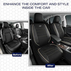Skechers Air-Cooled Memory Foam Seat Cover, Mesh Thick Car Seat Covers,Piping Leather Car Seat Covers Front Seats, Airbag Com