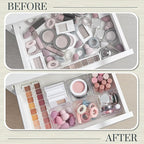 STORi SimpleSort 6-Piece Stackable Clear Drawer Organizer Set | 3" x 3" x 2" Square Trays | Small Makeup Vanity Storage Bins 