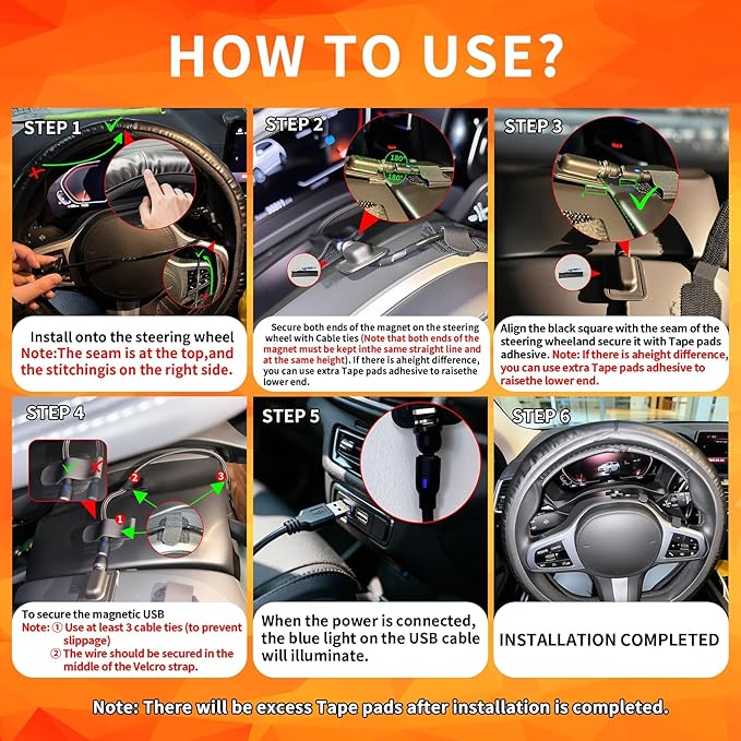Heated Steering Wheel Cover - 2025 New USB 14.5-15.5" Car Steering Wheel Cover Warmer, Rapid Heating Universal fit for Vehicles, Trucks, SUVs Black 14.5-15in
