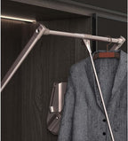 Pull-Down Wardrobe Clothes Rail - Extendable Pull Out Closet Rod, Multifunctional Double Buffering Wardrobe Clothes Hanger Ra