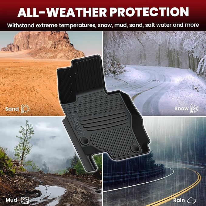 LASFIT Floor Mats & Cargo Mat with Seatback for Mercedes Benz GLS 2020-2026 (Fit 6 Seats), All Weather TPE Floor Liners Custom Fit GLS 2020-2026 Car Mats, 3 Rows & Cargo Liner with Backrest