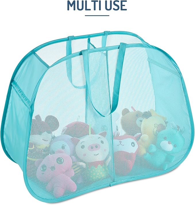Seiritex Mesh Popup Laundry Hamper 2 Compartment, Collapsible Laundry Sorter Basket Foldable Hamper for Clothes, College Dorm