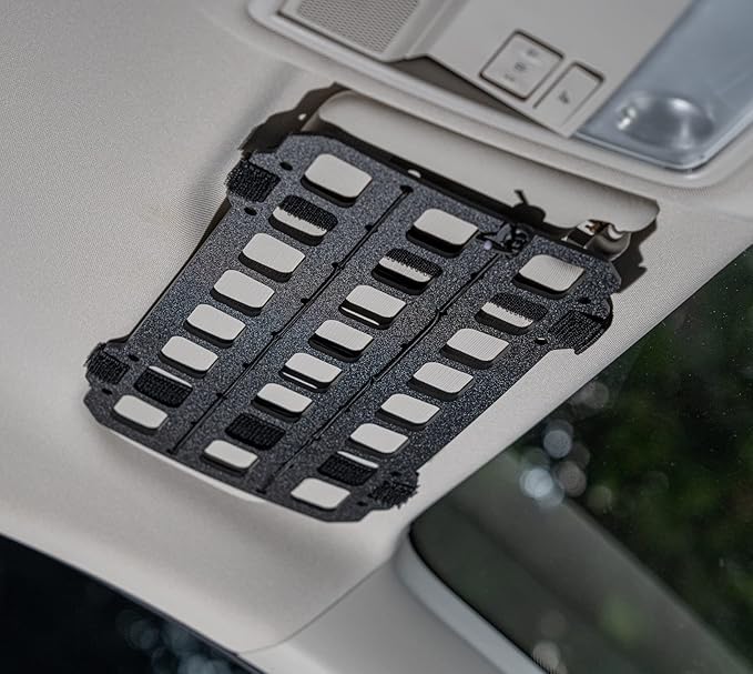 Vehicle MOLLE Panel Car Visor Organizer Storage Rack Rigid Insert Panel for Backpack Tactical Accessories Gear Holder Molle Pouches EDC Gadgets Small Tools Pens Sunglasses