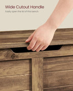 VASAGLE Storage Chest, Storage Bench with 2 Safety Hinges, Farmhouse Style, 15.7 x 39.4 x 18.1 Inches, for Entryway, Bedroom,