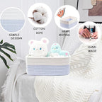 COMFY-HOMI 11.5"x7.5"x4.7" Storage Baskets for Organizing | Cotton Rope Woven Basket | Toy Storage Bin Box | Basket for Shelv
