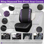 CAR PASS Bling Rhinestone Diamonds Car Seat Covers Leather Shining Rhinestone Car Floor mats Carpet with Anti-Slip Nibs Spark