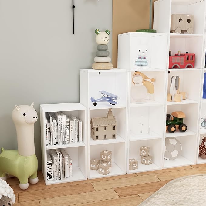3 Cube Storage Organizer,Wooden 3-Tier Open Shelf Bookshelf,Versatile Storage Cubes for Living Room，Bedroom,Home Office, (Whi