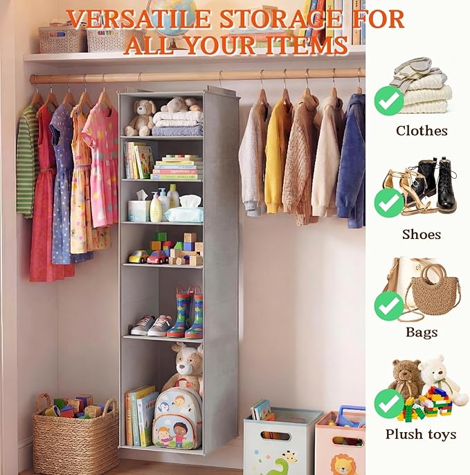 Ofiray-home Hanging Shoe Organizer for Closet, 8 Tier Closet Shoe Organizer with Adjustable Shelves for Boots, Heavy Duty Han