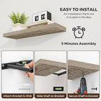Dreamland 40 Inches Floating Shelves for Wall,9.3 Inch Deep Floating Shelves Set of 2, Large Display & Storage Shelf, Wall Sh