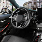 SEG Direct Steering Wheel Cover 15.5-16 inch (39.5-41 cm) Large Size, Microfiber Leather, Non-Slip Comfortable Grip, Fits Car